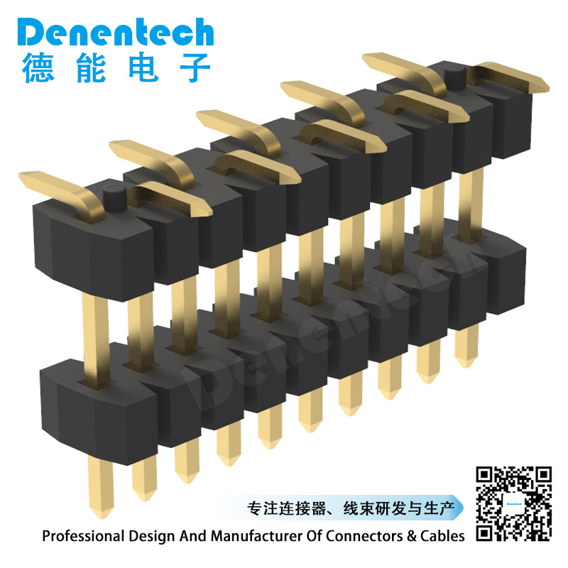 Denentech 1.0mm pin header single row dual plastic straight SMT with peg